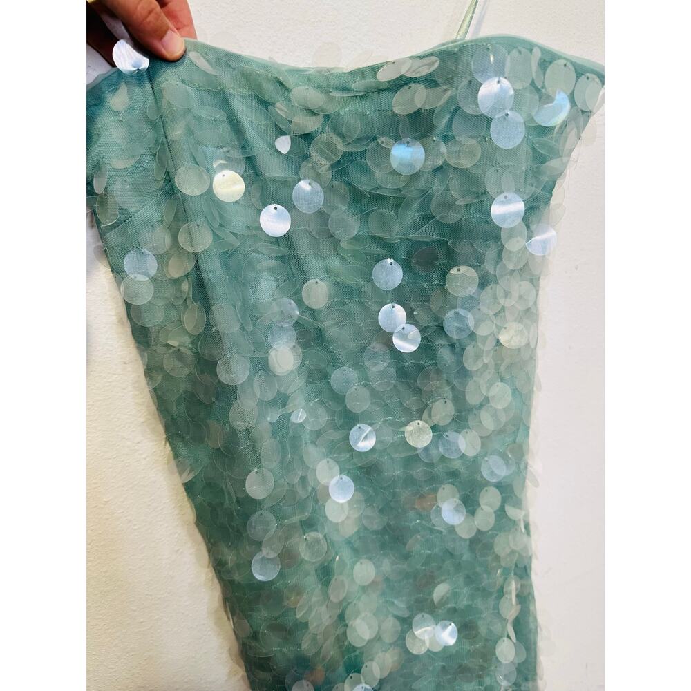 STAUD Seafoam Green Shimmering Sequined Strapless Casey Midi Gown size 2 - Picture 11 of 16